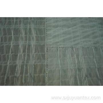 Polyester Chiffon Crinkle Silver Lurex Stripe Dobby Fabric